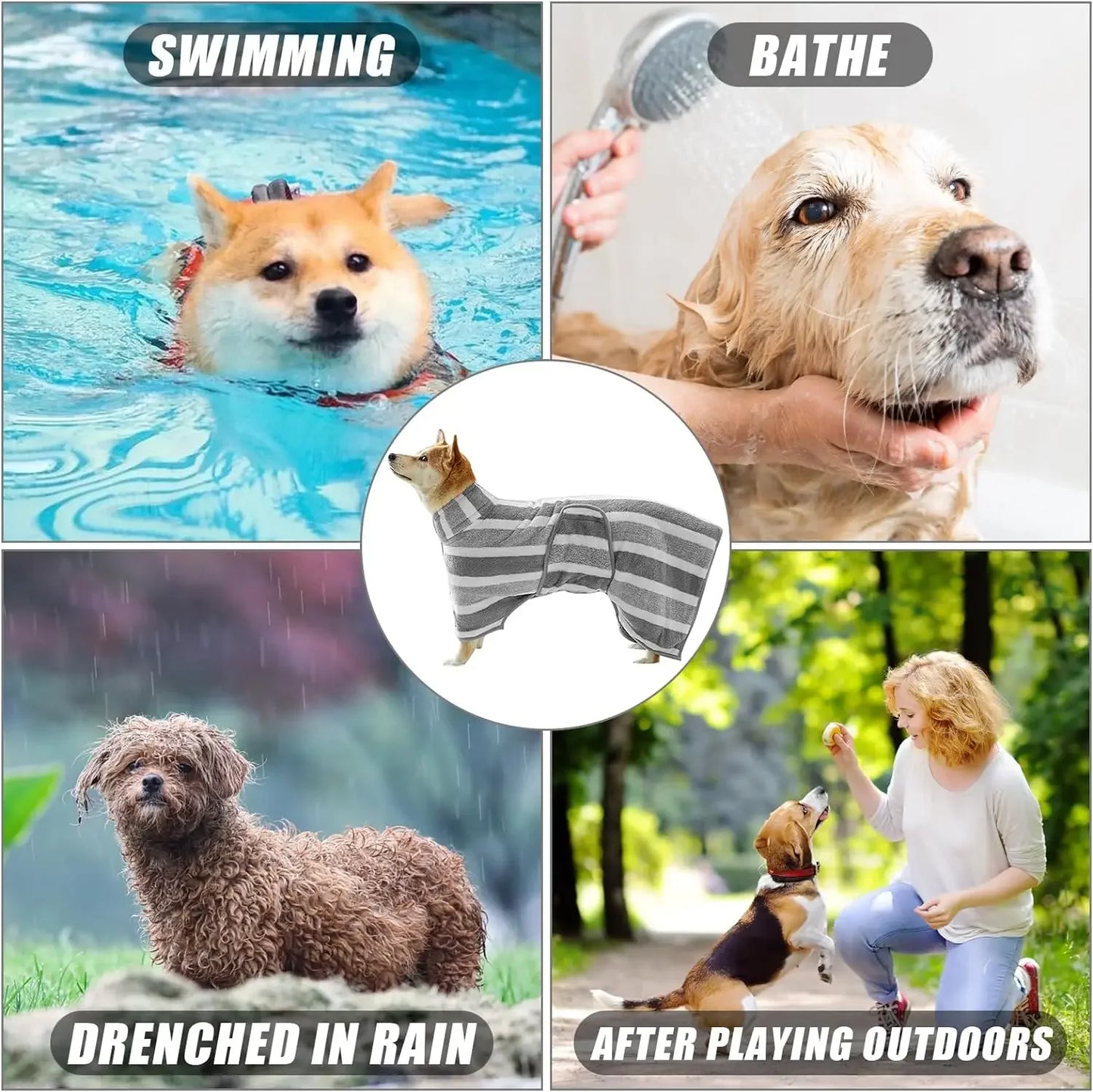 Rio’s Splash & Dry – Absorbent Pet Bathrobe for Dogs
