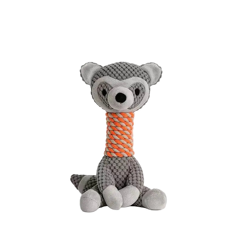 plush and rope squeaky dog toy