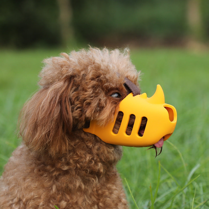 Funny rhino muzzle for small dogs, breathable and adjustable in silicone